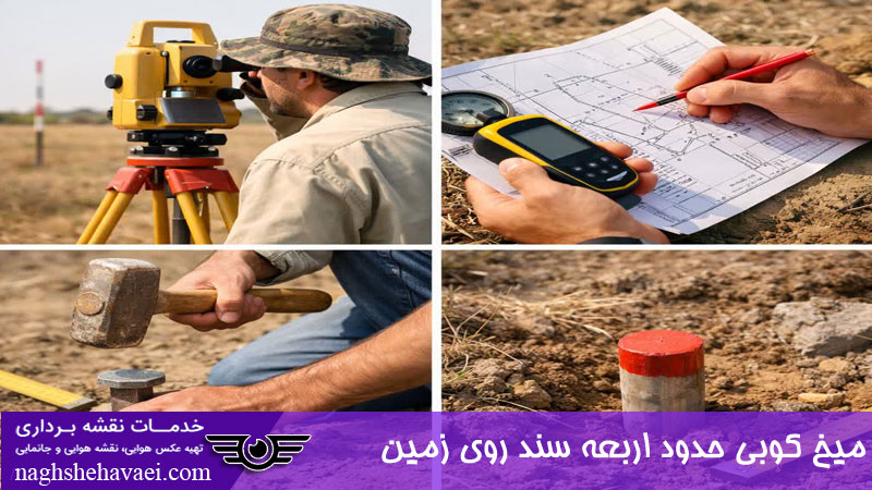 میخ کوبی حدود اربعه سند روی زمین 