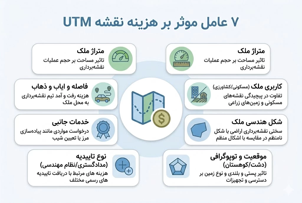 عوامل موثر برای قیمت نقشه utm
