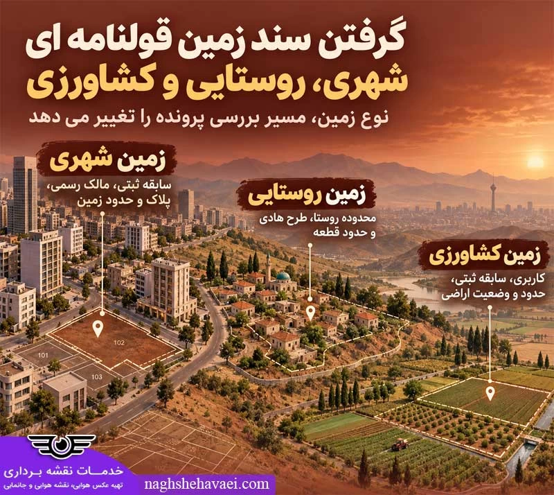گرفتن سند زمین قولنامه ای شهری، روستایی و کشاورزی