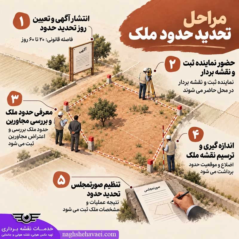 مراحل تحدید حدود ملک